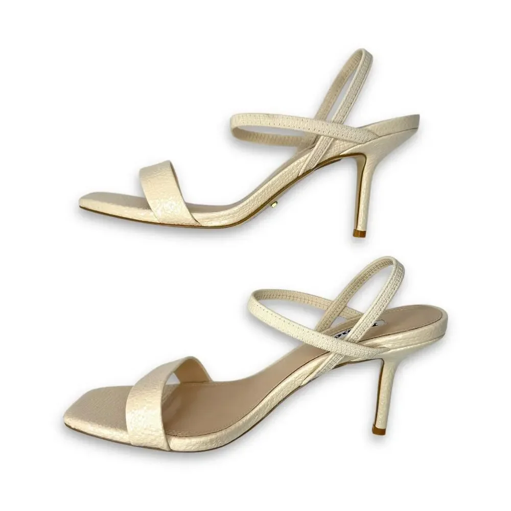 Dune London Methodical Ankle Strap Sandal 40 US 10 Ecru Neutral Reptile Heels